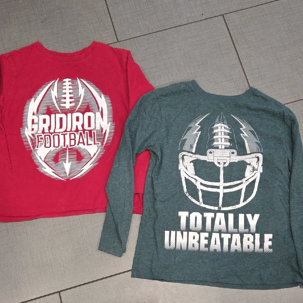 The Children's Place Red and Green Football Graphic Long Sleeve Tees
